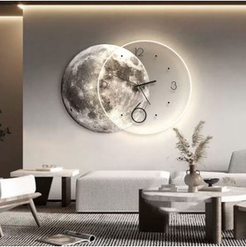 تصویر ساعت دیواری جدید شیک طرح ماه و آینه 
