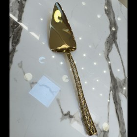 تصویر کفگیر کیک کامل برنجی طلایی توری 