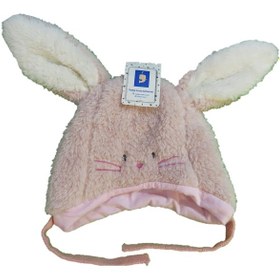 تصویر کلاه نوزادی زمستانی طرح خرگوش دخترانه 
