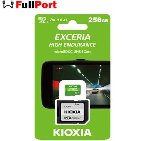 تصویر مموری کارت کیوکسیا مدل LMHE1G256GG2 Class10-U1 100MB/s با ظرفیت 256 گیگابایت KIOXIA EXCERIA HIGH ENDURANCE microSD Memory Card LMHE1G256GG2 Class10-U1 100MB/s 256GB