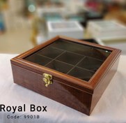 تصویر جعبه تی بگ(تی باکس)چوبی 7خانه مربع قهوه ای 210011 Royal Box 
