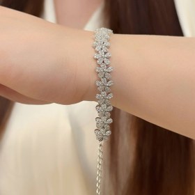 تصویر دستبند نقره زنانه گل 