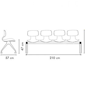 تصویر صندلی انتظار چهار نفره نظری مدل یوگو کد 403 
