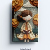 تصویر استیکر کارت بانکی طرح دختر پاییزی (2) سه‌ بعدی - رستا دیزاین 