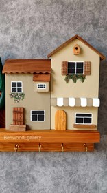 تصویر شلف جاکلیدی دیواری مدل تک درخت 