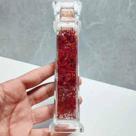 تصویر ظرف کریستال یک مثقال زعفران پوشال 4.6 grams of Saffron Pushal