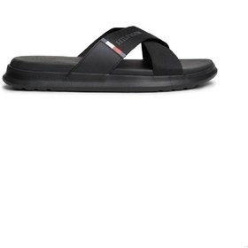 تصویر صندل راحتی مردانه با طراحی ضربدری - پلی‌استر، مشکی برند Tommy Hilfiger Men's Comfort Criss Cross Flip Flops - Polyester, Black