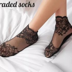 تصویر جوراب مچی زنانه مشکی گیپور مجلسی وارداتی سایز 36تا 40 