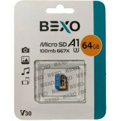 تصویر کارت حافظه MicroSDHC بکسو UHS-I U3 A1 سرعت 100MBps ظرفیت 64 گیگابایت 