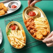 تصویر مزه خوری استیل قایقی طلایی - قطر۲۸ 