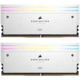 تصویر رم دسکتاپ کورسیر مدل 96GB(48GBx2) 6600 Dominator Titanium RGB White 