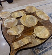 تصویر سرویس پذیرایی 8 پارچه موج الومینیوم طلایی 