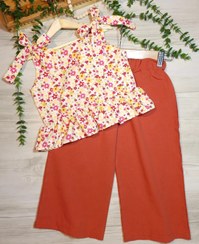 تصویر ست تاپ و شلوار دخترانه سایز ۲ تا ۵ جنس لینن 