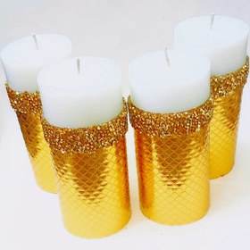 تصویر شمع دست ساز مدل قیزیل مجموعه 4عددی - طلایی 