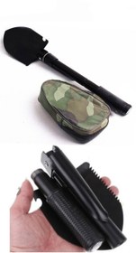 تصویر بیلچه وکلنگ تاشو چند کاره با قطب نما و کیف 