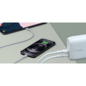 تصویر شارژر دیواری شارژ سریع 40 وات بلکین مدل WCB006vfWH با دو پورت USB-C WCB006vfWH