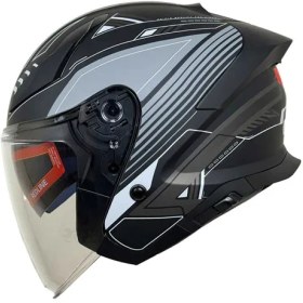 تصویر کلاه کاسکت بدون فک ردلاین مدل MATT-BLACK-Grey-prelude 965-6 