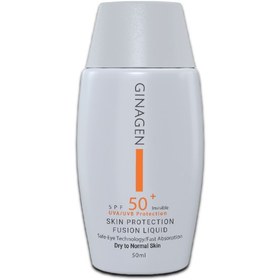 تصویر کرم ضد آفتاب ژیناژن بی رنگ مناسب پوست خشک تا نرمال SPF50 Ginagen sunscreen invisible full coverage for Dry to normal skin SPF50 cream 50ml