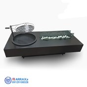 تصویر میز آتشدان مستطیلی گازی و هیزمی 