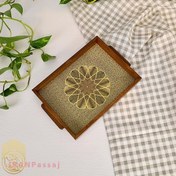 تصویر سینی سرو و پذیرایی چای چوبی طرح خاتم کد SH154 