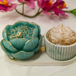 تصویر ست شمع گل آلاله و گل فیلو ست شمع دو گل آلاله و فیلو