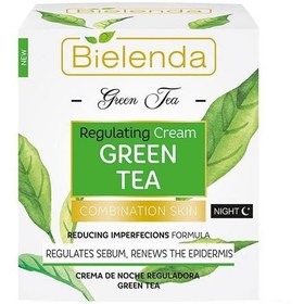 تصویر کرم شب بازسازی کننده صورت حاوی عصاره چای سبز مناسب پوست های مختلط بی یلندا Bielenda Green Tea Regulating Night Cream