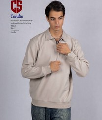 تصویر بلوز مردانه یقه شکاری نیم زیپ کندویی 