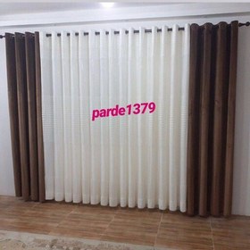 تصویر پرده پانچ پنجره 6 متری حریر و دو پنل مخمل در رنگ های متنوع 
