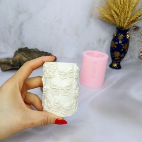 تصویر قالب شمع مدل استوانه پروانه Silicone candle mold