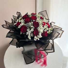 تصویر دسته گل رز هلندی قرمز کد 36 