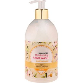 تصویر مایع دستشویی آنتی باکتریال کرمی سفید اسنو بلاسم 500 میل شون Schon Snow Blossom Milk Protein Moisturizing Hand Wash 500ml