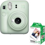 تصویر دوربین چاپ سریع فوجی سبز نعنایی با فیلم ۲۰ تایی FUJIFILM INSTAX MINI 12 Mint Green X 2 film 10 pcs 