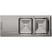 تصویر سینک ظرفشویی توکار بیمکث مدل 923 دو لگن استیل 