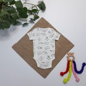 تصویر بادی آستین کوتاه fox&bunny طرح گربه و سگ سفید - 0-1 ماه | فروشگاه نام نیکو 