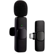 تصویر میکروفن یقه ای بی سیم Type-C و Lightning مدل k9 K9 Type C wireless microphone