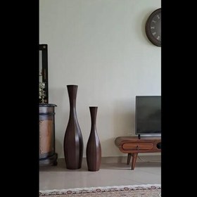 تصویر گلدان کنارسالنی چوبی فندوقی (دو تای )120و90سانت(هزینه ارسال به عهده مشتری هست) 
