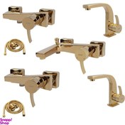 تصویر ست شیرآلات کسری مدل فیروزه طلایی مجموعه ۷ عددی 