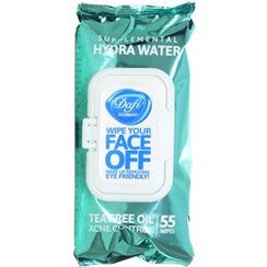 تصویر دستمال مرطوب پاک کننده آرایش حاوی روغن درخت چای دافی Face Off Tea Tree Oil Make-Up Remover Hydra Water| 55 wipes DAFI