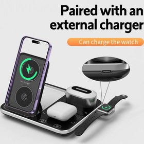 تصویر شارژر بی‌سیم گرین لاین مدل Station 2 GN4IN1RGBWCBK Green Lion 4 In 1 Wireless Charging Station 2