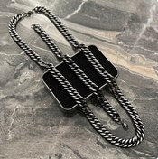 تصویر ست گردنبند و دستبند کارتیر مردانه سیاه قلم 