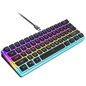 تصویر Rock Pow 60% Hot swap Mechanical Feeling Gaming Keyboard with PBT Pudding Keycaps,RGB Backlit Wired USB Optical Switches Keyboards Full Keys Programmable for Windows MAC PC Gamers Gateron Optical Blue 