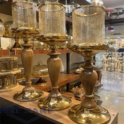 تصویر شمعدان ۳ تایی چوبی کد ۱۰۷۲ 