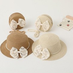 تصویر ست کلاه و کیف ساحلی مدل پاپیون 