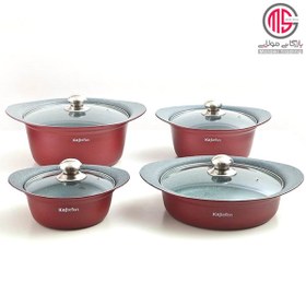 تصویر سرویس پخت و پز 8 پارچه کاج تفلون مدل ساینا Kaj Teflon Cookware Set_8 PCS