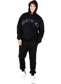 تصویر سویشرت مشکی ساده مردانه با یقه گرد مدل Ni202140536 برند north ice Ni202140536 Crew Neck Normal Plain Black Men's Sweatshirt