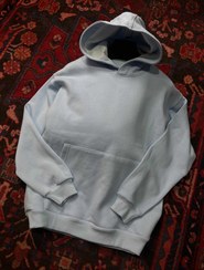 تصویر هودی سه نخ صد در صد پنبه بیسیک قواره باکسی کد ۱۱۰ - آبی آسمانی / xxl 