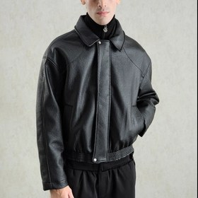 تصویر کاپشن چرم مردانه GIESTO - مشکی 