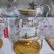 تصویر قوری پیرکس درب بامبو 1000 میل برند Deli 