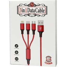 تصویر کابل 3 سر فست شارژ HSX-082 3.1A 1.2m HSX-082 3.1A 1.2m 3in1 Fast Data Cable