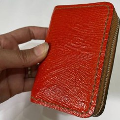 تصویر جاکارتی چرم آکاردئونی دورزیپ لیزارد عسلی 